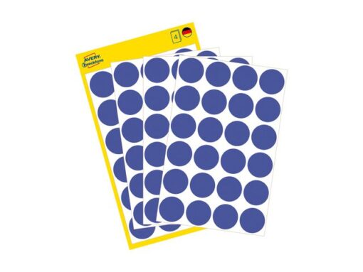 Avery Etiket Zweckform 18mm rond blister 4 vel a 24 et.           donkerblauw Non-permanent