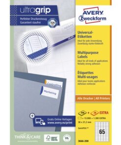 dankzij Avery Zweckform universele etiketten. Lopen niet vast in de printer dankzij JamFree. Bespaar tijd met de gratis en eenvoudig te gebruiken Avery templates en software voor Microsoft Office. Gemaakt van FSC gecertificeerd papier afkomstig uit duurzaam onderhouden bos.