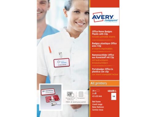 Naambadge Avery Office 43x81 20 x rood met clip