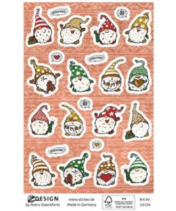 Etiket Z-design Christmas pakje a 1 vel kerstdwergen