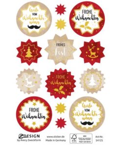 Etiket Z-design Christmas pakje a 1 vel gouden kerst