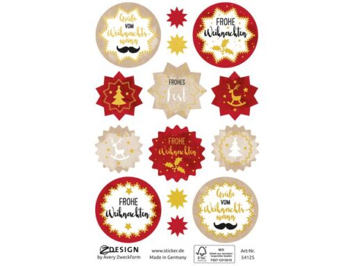 Avery Etiket Z-design Christmas pakje a 1 vel gouden kerst