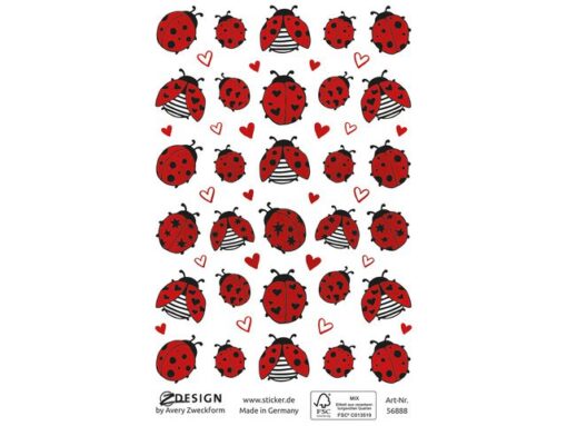 Avery Papieretiket Z-design Creative pakje a 1 vel                lieveheersbeestjes