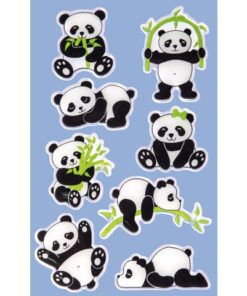 deze 3D sticker is gemaakt van gekleurd bedrukt zilverfolie. Formaat vel 76x120mm. Aantal vel 1. Motief panda.