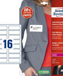 PVC-vrij. Bespaar tijd met de gratis templates en software via www.avery.eu. Formaat 88