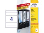 Ordnerrugetiket Avery 192x59mm 25 vel 4 etiketten per vel   wit