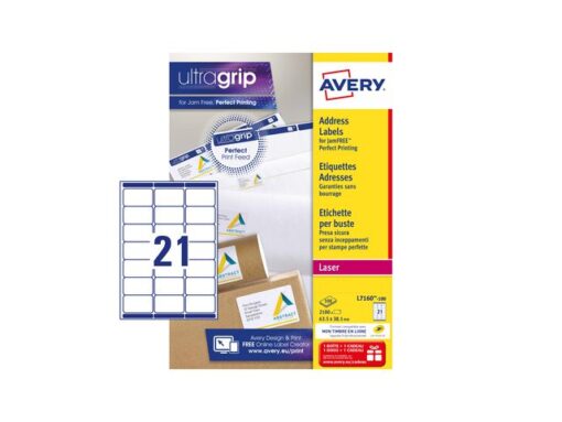 Adresetiket Avery QuickPeel 63,5x38,1 wit 100 vel 21        etiketten per vel