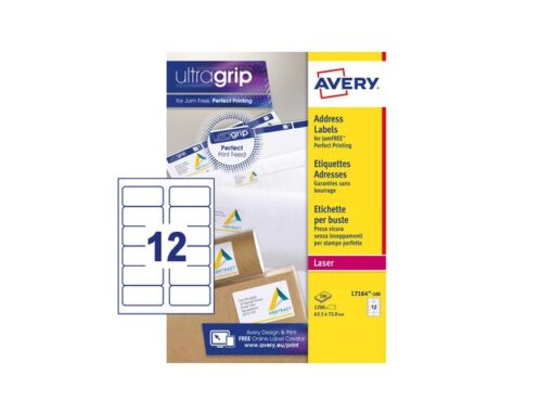 Adresetiket Avery QuickPeel 63,5x72 wit 100 vel 12          etiketten per vel