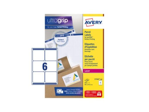 Verzendetiket Avery QuickPeel/Ultragrip 99,1x93,1 wit 100   vel 6 etiketten per vel