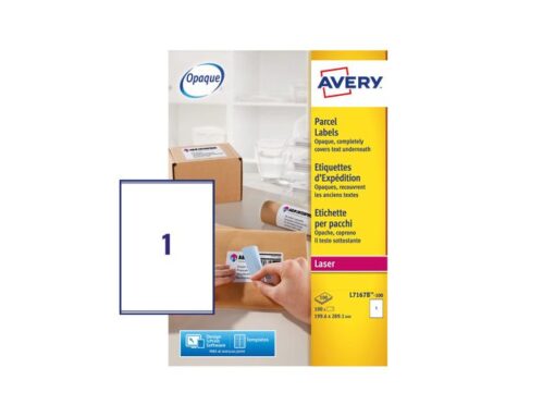 Verzendetiket Avery Block-out, 199,6x289,1mm wit doos 100   vel, 1 etiketten per vel