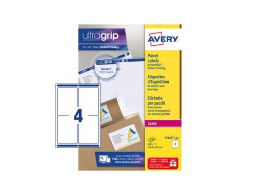 Verzendetiket Avery QuickPeel/Ultragrip 139x99,1mm wit 100  vel 4 etiketten per vel