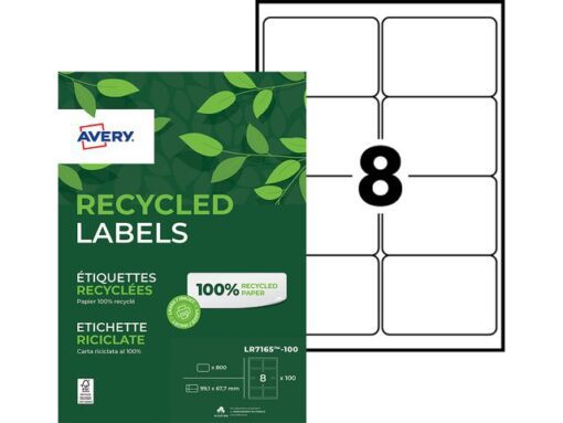 Etiket Avery ILK 99,1x67,7mm recycled 100 vel 8 etiketten   per vel wit