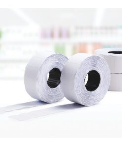 Met de afneembare witte etiketten voor prijs- en codeertangen met 2 regels kunt u snel en flexibel prijzen of andere codes op uw producten aanbrengen. De mogelijkheid om het etiket met 2 regels (totaal 18 tekens) te bedrukken maakt het etiket bijzonder geschikt om uw producten naast een tijdelijke prijs of artikelcode ook te voorzien van een productie- of houdbaarheidsdatum. Het etiket laat geen lijmresten achter na verwijdering waardoor het bijvoorbeeld voor textiel goed bruikbaar is. Elke verpakking bevat 10 rollen van elk 1.200 etiketten.
