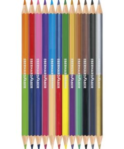 klassiek 3-kantig hoekig kleurpotlood. In kartonnen etui. Etui à 12 stuks. Elk potlood bestaat uit 2 kleuren waardoor er 24 kleuren in dit etui zitten. Deze potloden zijn klimaat neutraal geproduceerd.