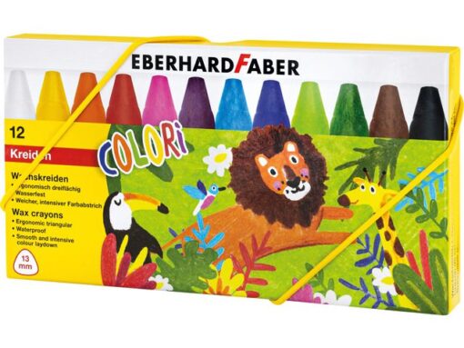 Waskrijt Eberhard Faber driekantig watervast etui à 12 stuks