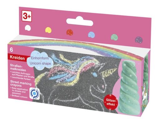 Stoepkrijt Eberhard Faber Unicorn 6 stuks met glitters