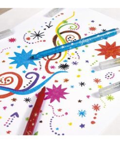 Glitter viltstiften met een fijne punt en een geventileerde dop. Uitwasbaar uit de meeste textielsoorten. De viltstiften zijn ideaal voor glinsterende hoogtepunten in de kleine kunstwerken. Geleverd in 8 verschillende kleuren. Deze stiften zijn klimaatneutraal geproduceerd.