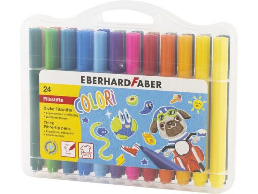 Viltstiften Eberhard Faber Jumbo 2mm 24 kleuren in kunststof etui
