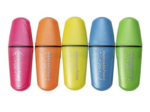 Tekstmarker Eberhard Faber mini glitter neon etui 5 stuks