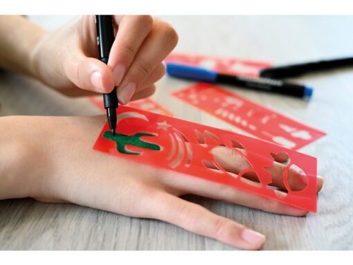 Tattoo stift Eberhard Faber Kids 4st. en 4in1 sjablonen. (zwart, blauw, groen en rood)