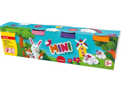 Kinderklei Eberhard Faber in beker,140gr oranje, roze,      groen, paars