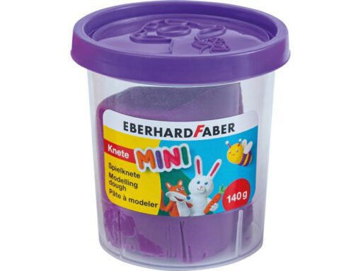 Kinderklei Eberhard Faber in beker,140gr oranje, roze,      groen, paars