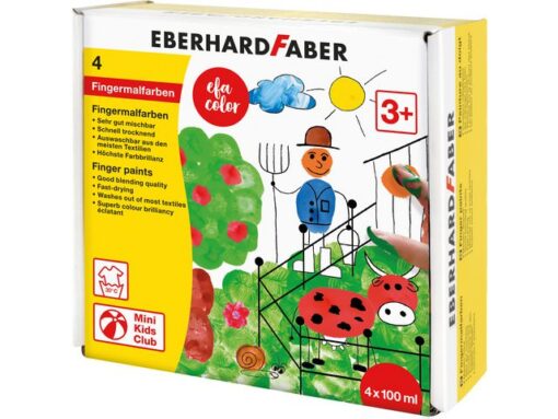 Vingerverf Eberhard Faber 100ml geel, rood, blauw, groen