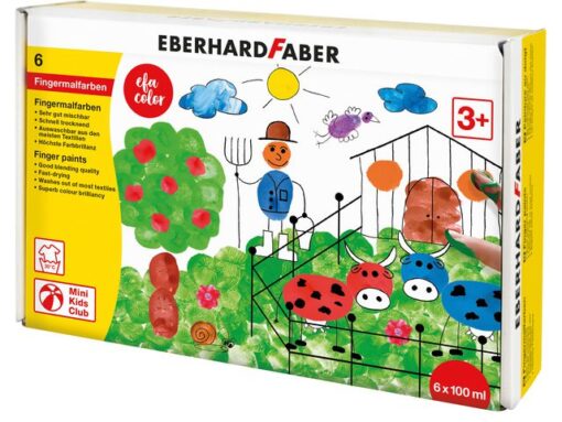 Vingerverf Eberhard Faber 100ml geel, rood, blauw, groen,   wit, zwart