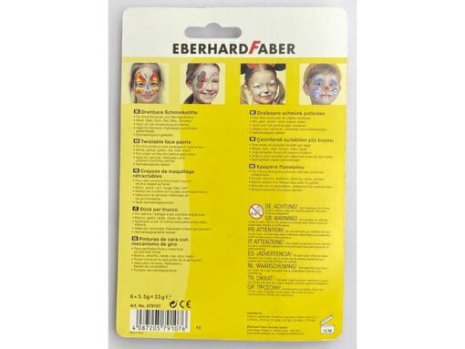 Schminkstiften Eberhard Faber draaibaar set 6 kleuren op    blisterkaart