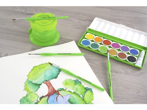 Penselenset Eberhard Faber Green Winner 4st. Fijn 0,1,2 en  4, synthetisch haar en handvat