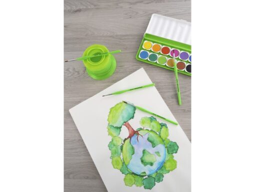 Penselenset Eberhard Faber Green Winner 4st. Fijn 0,1,2 en  4, synthetisch haar en handvat