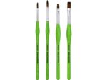 Penselenset Eberhard Faber Green Winner 4st. Rond/plat      4,6,8 en 12, synthetisch haar en handvat