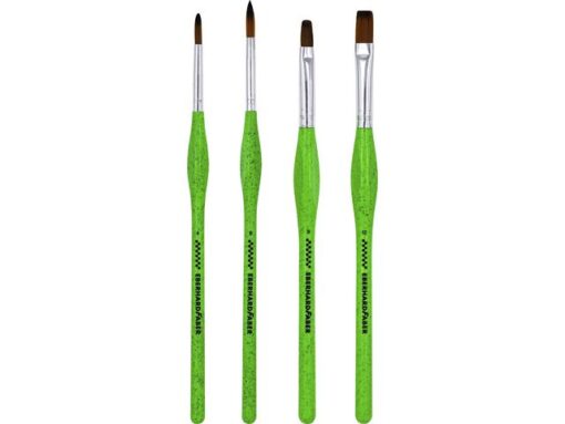 Penselenset Eberhard Faber Green Winner 4st. Rond/plat      4,6,8 en 12, synthetisch haar en handvat