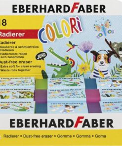 zodat de werkplek van de kinderen altijd schoon zal blijven. Deze doos (display) wordt geleverd in assorti van 4 kleuren met 4 verschillende prints op de wikkel. Kleuren: roze