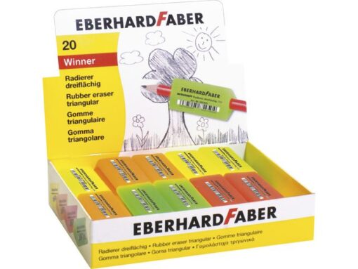Gum Eberhard Faber Winner driekantig assorti fluorkleuren   dislpay 20 stuks