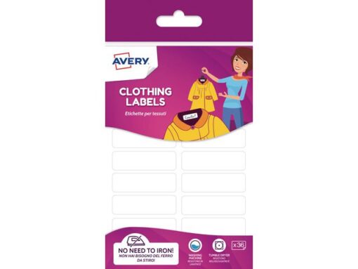Etiket voor textiel Avery 36 stuks, wit. Family