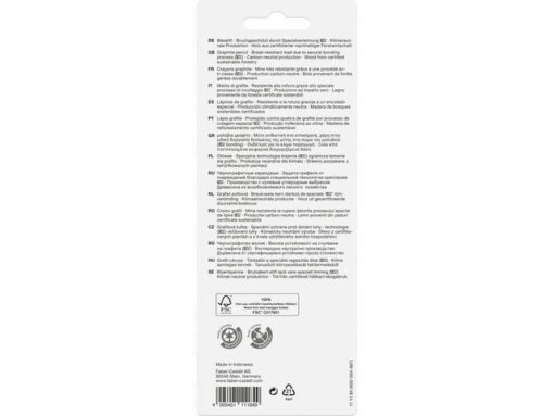Faber Castell Potlood Faber-Castell 1111 HB 6 stuks op blister kleuren:   roze, aqua en d.blauw
