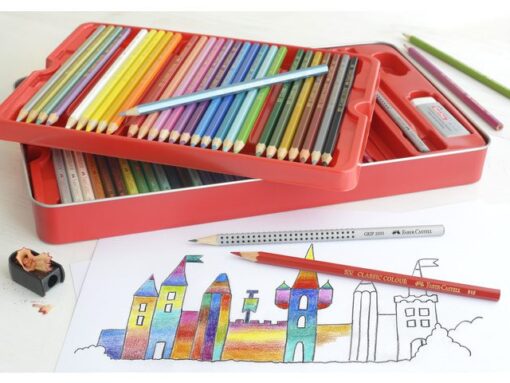 Faber Castell Kleurpotlood Faber-Castell Castle zeskantig metalen etui 60 stuks met accessoires