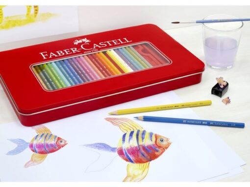 Faber Castell Kleurpotlood Faber-Castell Castle zeskantig metalen etui 60 stuks met accessoires