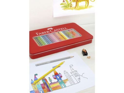 Faber Castell Kleurpotlood Faber-Castell Castle zeskantig metalen etui 60 stuks met accessoires