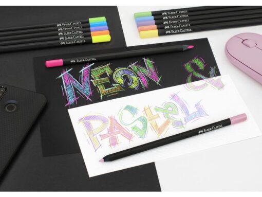 Faber Castell Kleurpotlood Faber-Castell Black Edition 12 stuks           neon+pastel in karton etui