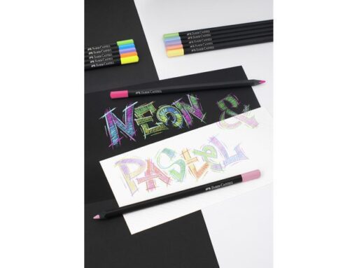 Faber Castell Kleurpotlood Faber-Castell Black Edition 12 stuks           neon+pastel in karton etui