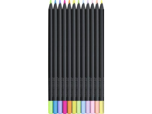 Faber Castell Kleurpotlood Faber-Castell Black Edition 12 stuks           neon+pastel in karton etui
