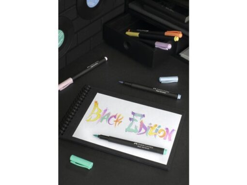 Faber Castell Brushpen Faber-Castell Black edition pastel 6 stuks in      karton etui