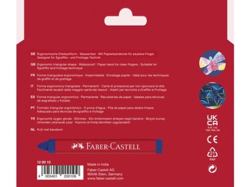 Faber Castell Waskrijt Faber-Castell driehoek etui à 12 stuks.