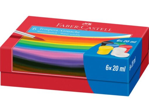 Faber Castell Verf Faber-Castell Tempera-Gouache 6 kleuren potjes á 20ml