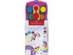 Faber Castell Waterverfdoos Faber-Castell Connector 12 kleuren + 1 tube   regenboog glitter en unicorn stickers