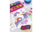 Faber Castell Waterverfdoos Faber-Castell Connector 12 kleuren + 1 tube   regenboog glitter en unicorn stickers