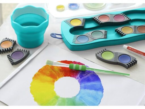 Faber Castell Waterverfdoos Faber-Castell 12 kleuren +1 tube wit Connector turquoise