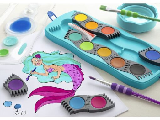 Faber Castell Waterverfdoos Faber-Castell 12 kleuren +1 tube wit Connector turquoise